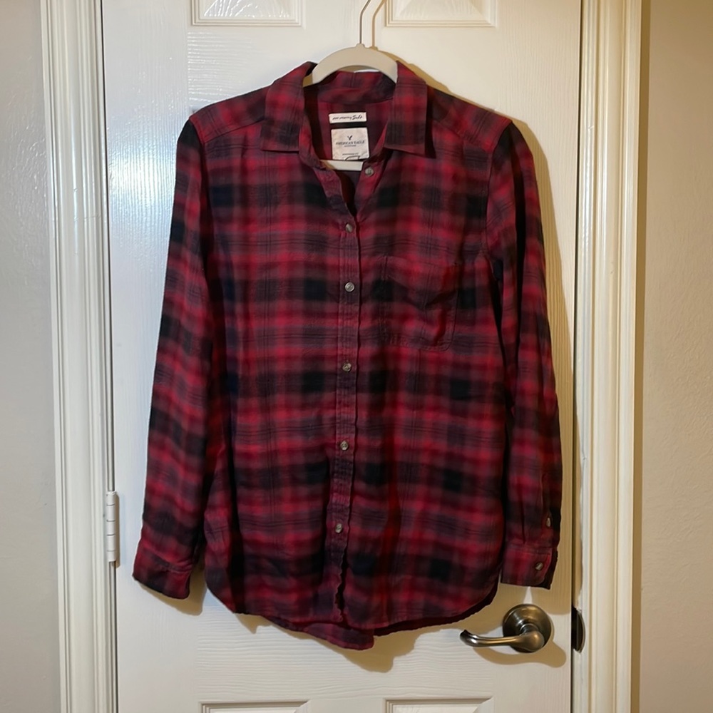 American Eagle Maroon Flannel